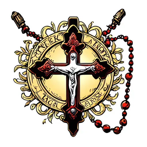 Rosary cross tattoo design idea