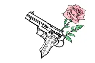 pistol and rose tattoo design idea