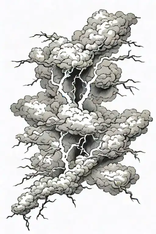 lightning storm clouds tattoo design idea