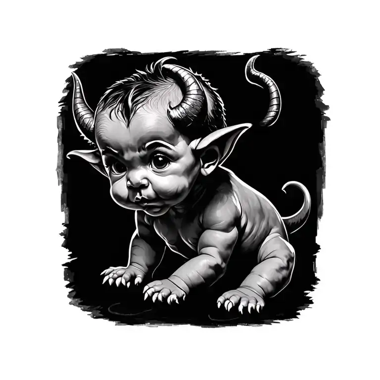 little baby devil chincano style tattoo design idea