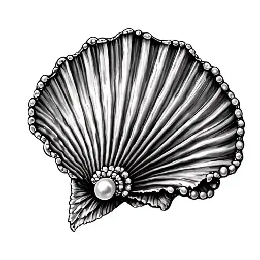 Scallop Shell with pearls  tattoo design idea