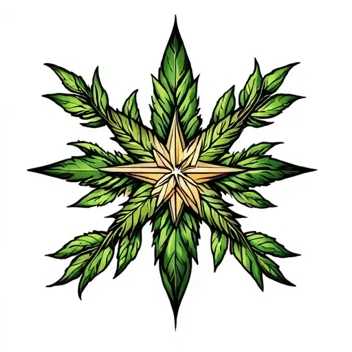 plant intertwined with existing star tattoo tattoo design idea