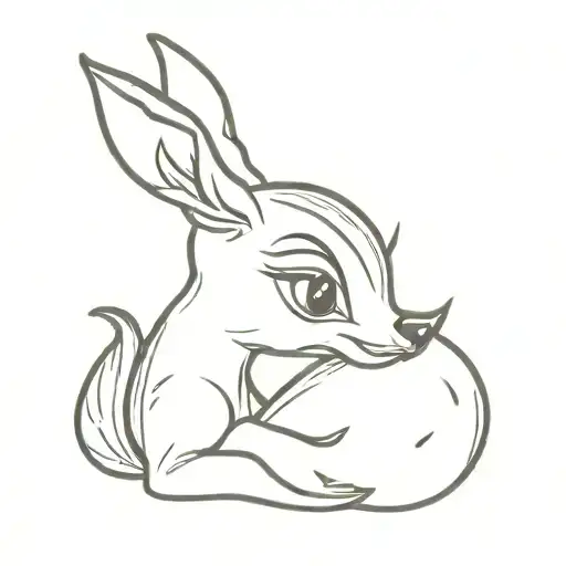 bambi the disney character with eating a small maltese pear tattoo design idea