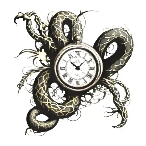 roman numerals representing important dates 30 11 2007 with a clock in the middle and snakes surrounding it  tattoo design idea