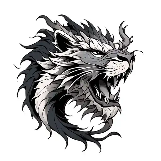 Leo and Dragon Good tattoo design idea