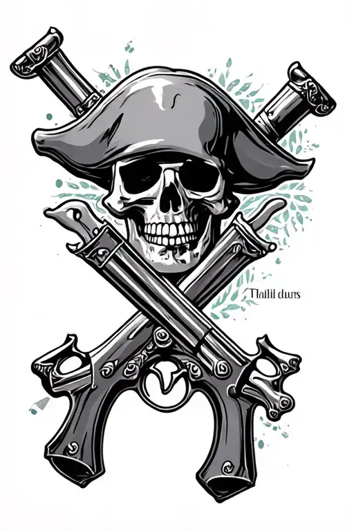 crossed pirate guns tattoo design idea