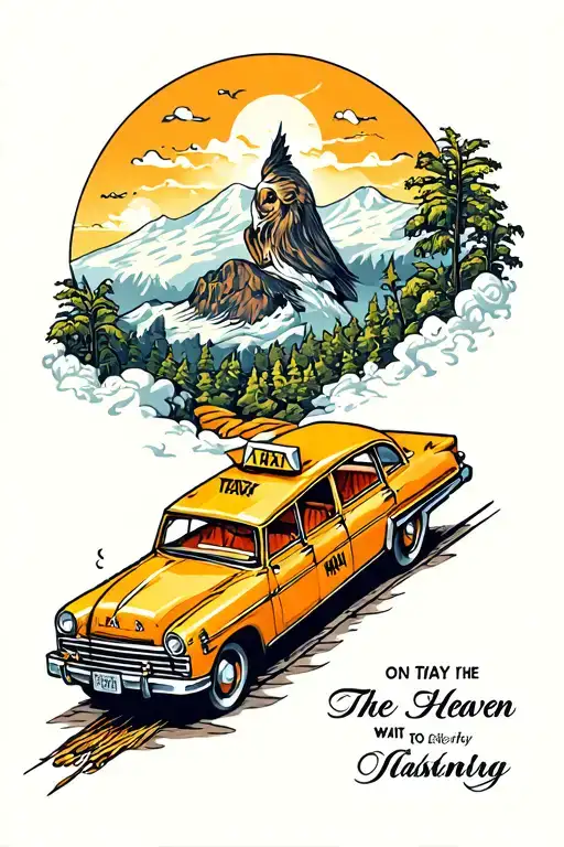 A taxi on the way to heaven tattoo design idea