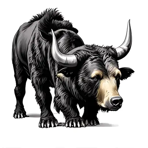 bull vs bear tattoo design idea