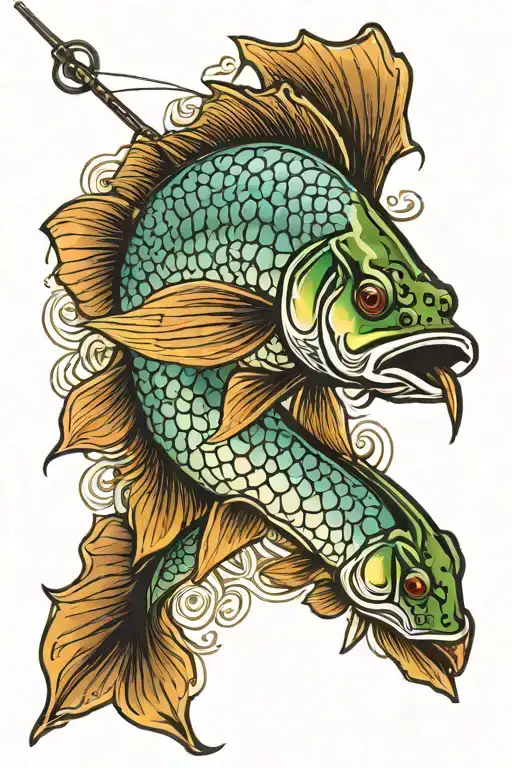 outdoors fly fishing tattoo design idea