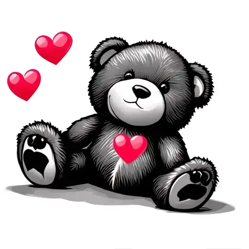 teddy bear with hearts  tattoo design idea