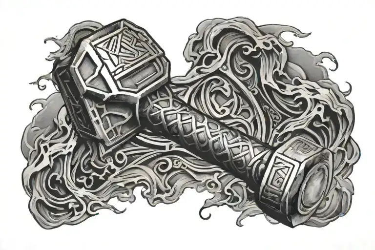 thor hammer tattoo design idea
