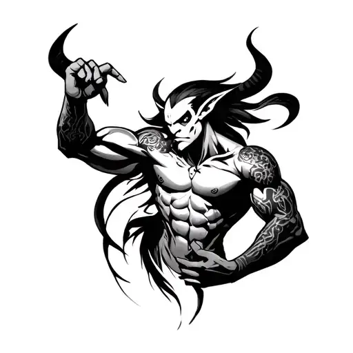 six arm asura silhouette in combat form(From wrist to fingers) tattoo design idea