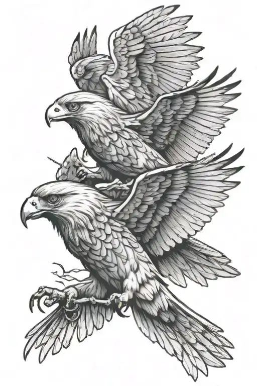 birds of prey flying tattoo design idea