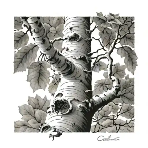 aspen tree growing tattoo design idea