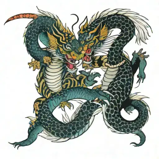 Dragon and tiger fighting tattoo design idea