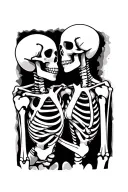 skeleton couple staring at each other tattoo design idea