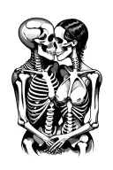 skeleton couple staring at each other tattoo design idea
