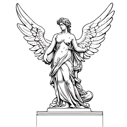 Winged Victory of Samothrace statue tattoo design idea