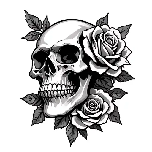 celtic skulls and roses tattoo design idea