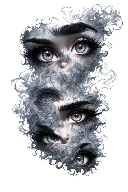 Eyes from anime vanhelsing that envelops smoke with the addition of cyber realism tattoo design idea