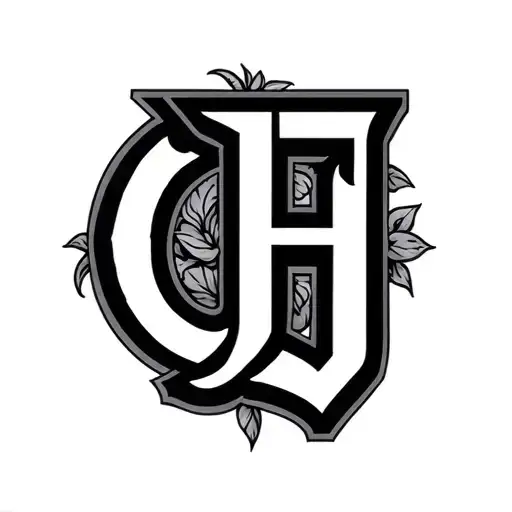 letters C J F tattoo design idea