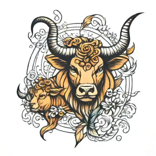 Taurus Pisces Leo zodiac sign tattoo design idea