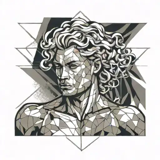 swimmer champion with curly blond mid length hair tattoo design idea
