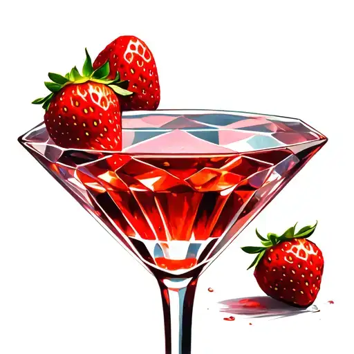 A Diamond-shaped Strawberry martini tattoo design idea
