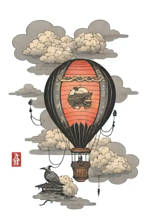 Hot air balloon tattoo design idea