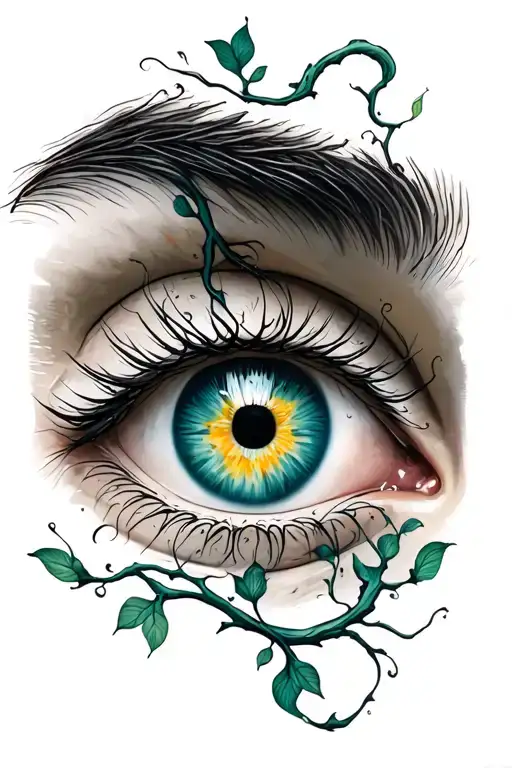 eye with vines tattoo design idea