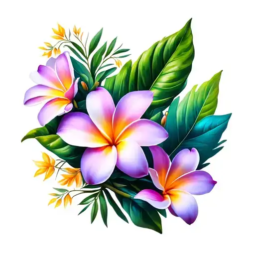 plumaria tropical flowers tattoo design idea