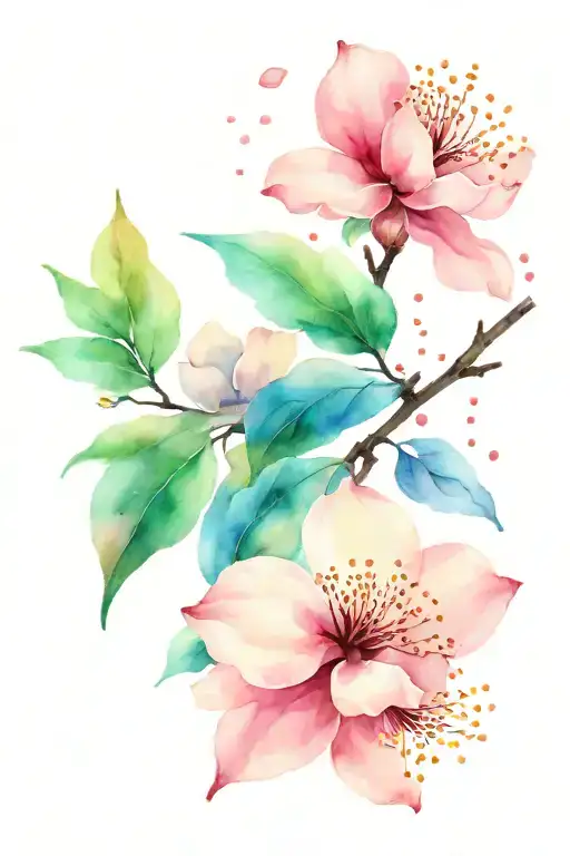cherry blossom petals falling tattoo design idea