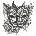 drama mask split  by hand tattoo design idea
