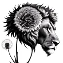 dandelion and lion head tattoo design idea