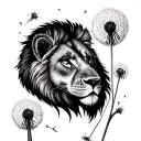 dandelion and lion head tattoo design idea