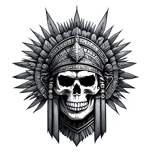 Aztec Warrior Skull princes tattoo design idea