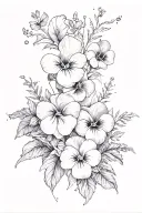 crown and pansies surrounding tattoo design idea