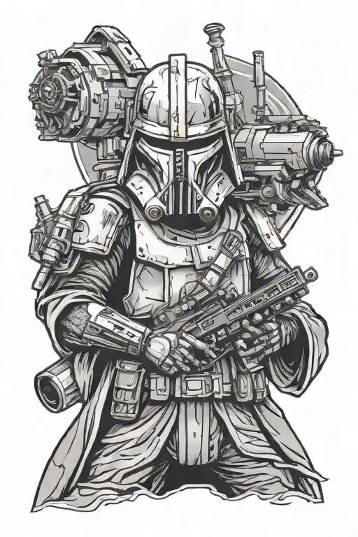 gamer star wars villain wielding a gun tattoo design idea