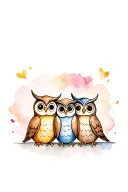 cute cartoon owls see no evil speak no evil hear no evil 3 owls tattoo design idea