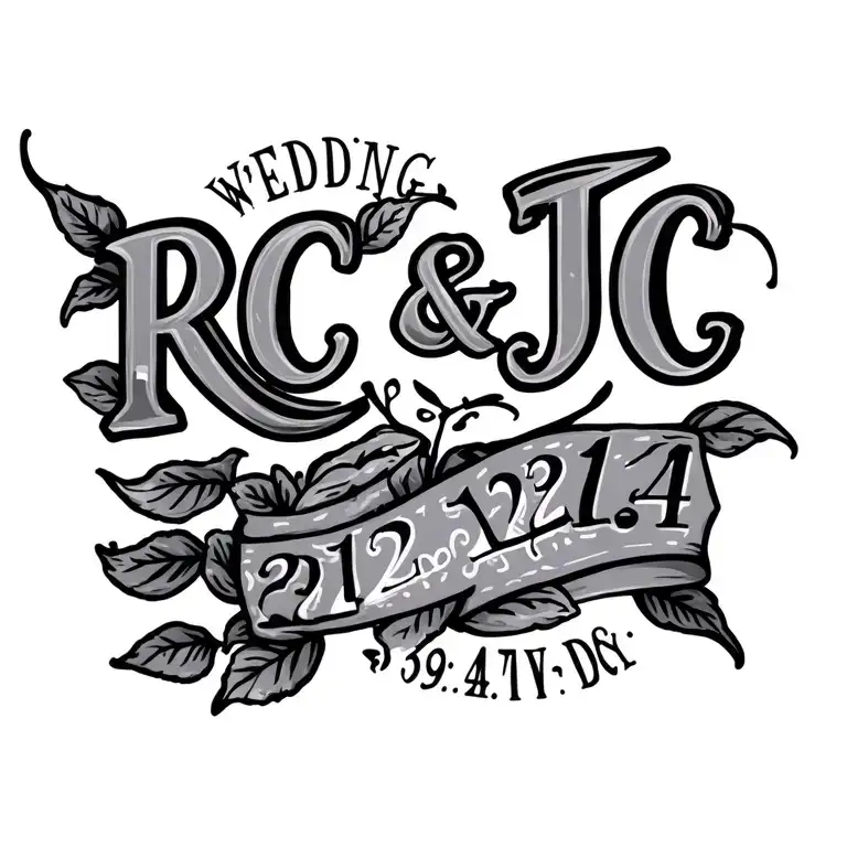 "RC & JC 221124" Wedding Date tattoo design idea