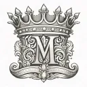 letter M with crown tattoo design idea