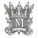 letter M with crown tattoo design idea