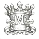 letter M with crown tattoo design idea