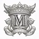 letter M with crown tattoo design idea