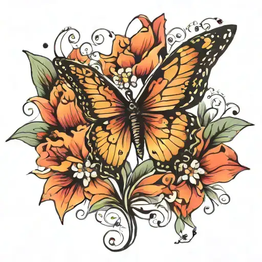 tulips and flowers in the shape of a butterfly wing tattoo design idea