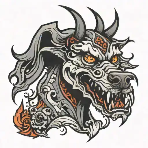 hell hound dog tattoo design idea