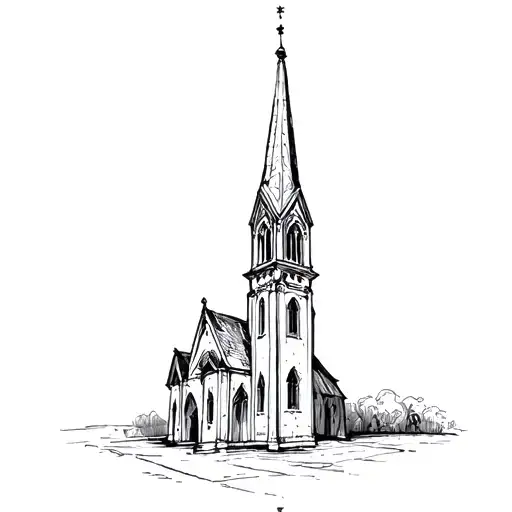a church steeple gothic tattoo design idea