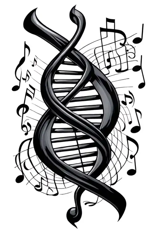 Dna Music notes intertwined tattoo design idea