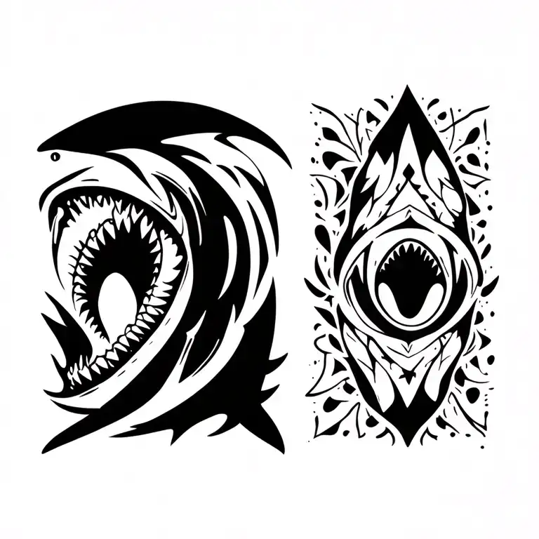 tribal shark patterns tattoo design idea