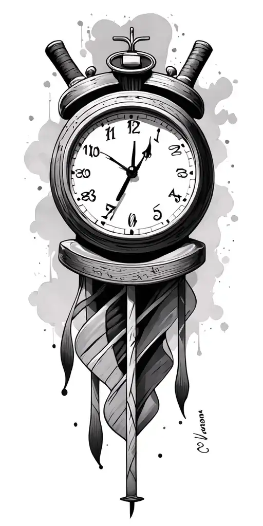 clock, hockey sticks , mom dad tattoo design idea